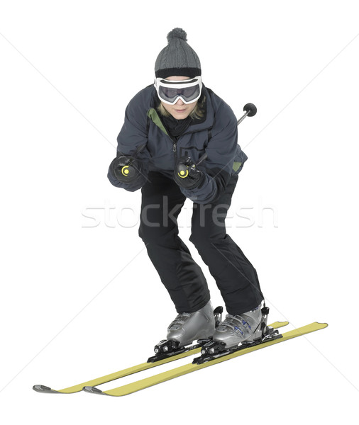 skiing girl in white back Stock photo © prill