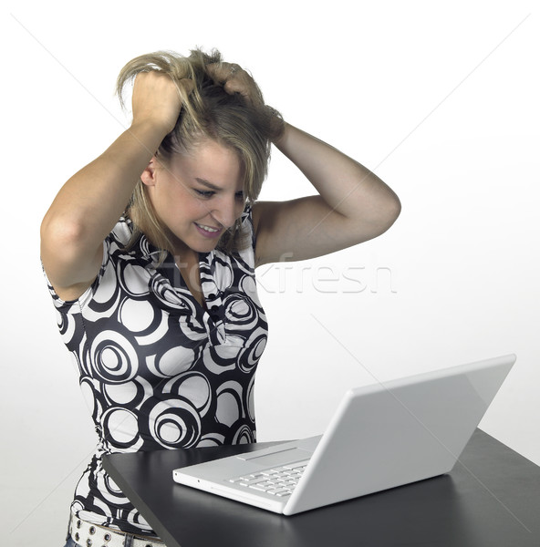 cute girl with computer problems Stock photo © prill