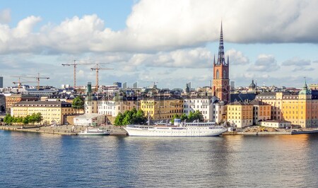 Stockholm városkép felhők épület utazás sziluett Stock fotó © prill