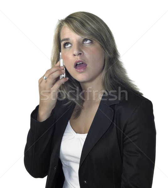 cute blonde girl talking at mobile phone Stock photo © prill