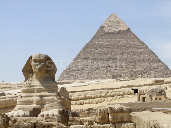 Sphinx and Pyramid of Khafre Stock photo © prill