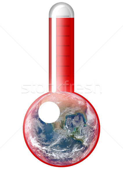 全球變暖 象徵 顯示 溫度計 插圖 地球 商業照片 © prill