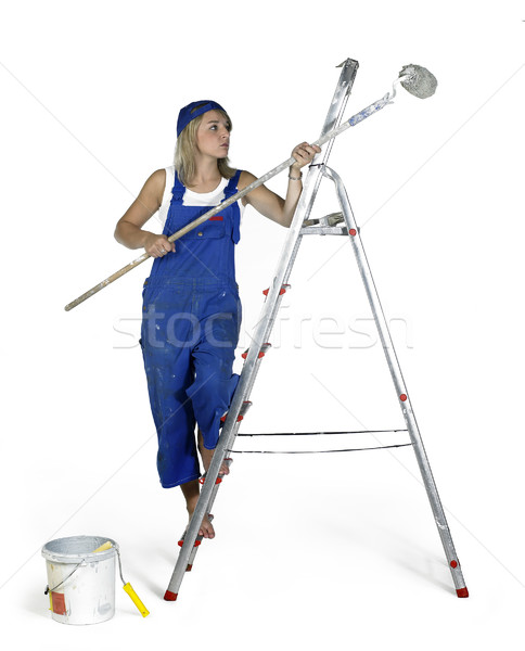 painting girl on a ladder Stock photo © prill