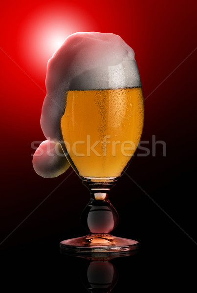 christmas beer in black back Stock photo © prill