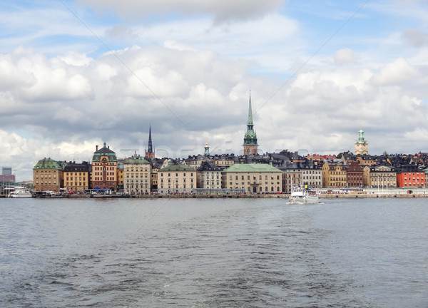 Stockholm városkép felhők épület utazás sziluett Stock fotó © prill