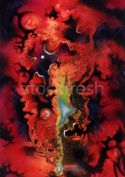 Abstrakten rot energetische Landschaft Bild gemalt Stock foto © prill