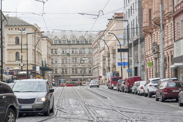 Benyomás Prága városkép Csehország ház autó Stock fotó © prill