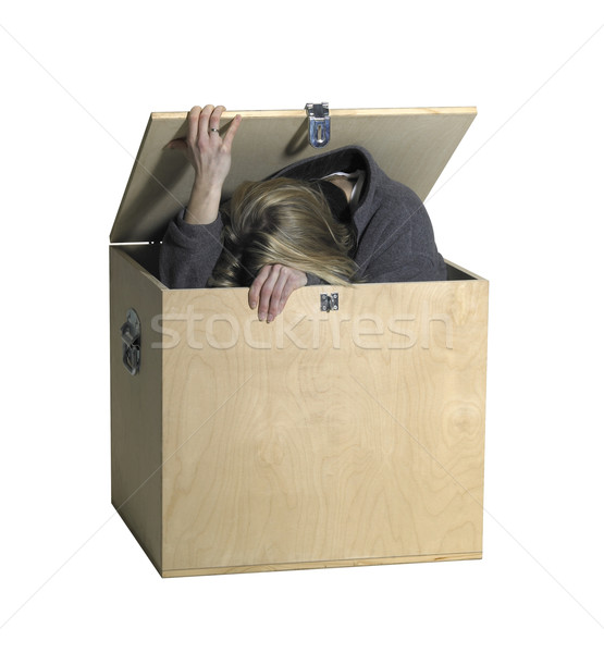 girl sitting in a wooden box Stock photo © prill