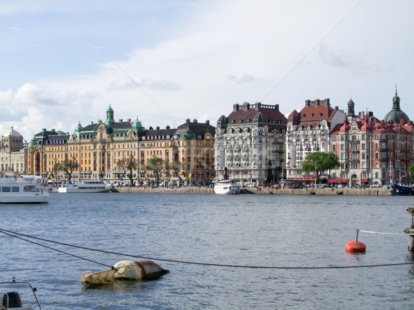Stockholm városkép felhők épület utazás hajó Stock fotó © prill