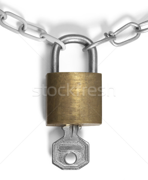 padlock with key and chains Stock photo © prill