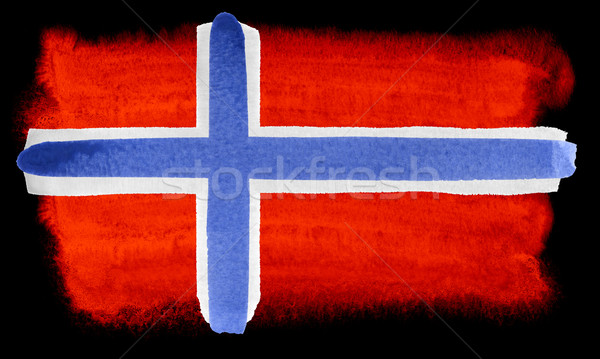 Norveç bayrak örnek suluboya arka plan sanat Stok fotoğraf © prill