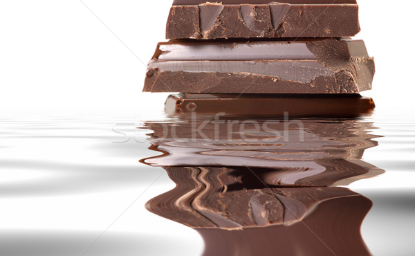 Stock foto: Gestapelt · Schokolade · Stücke · Wasseroberfläche · Licht · zurück