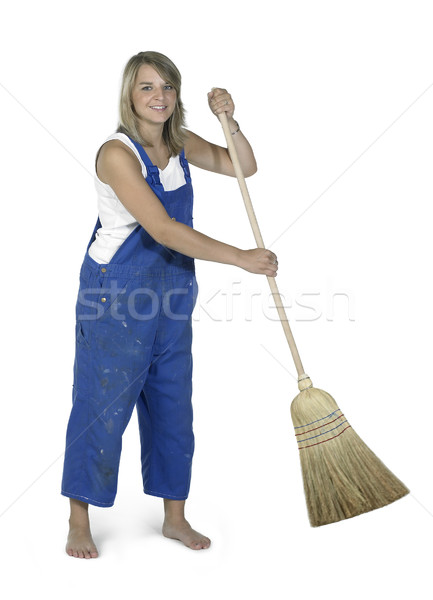 cute working girl with besom Stock photo © prill