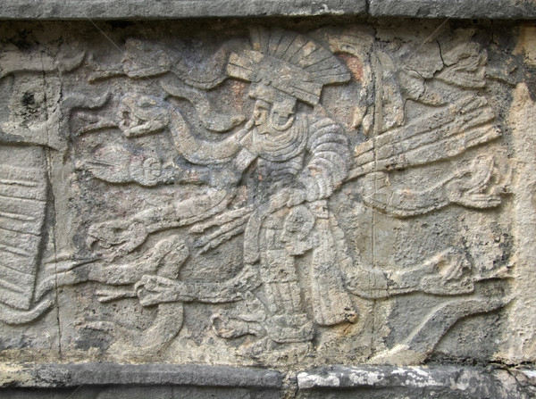 Stock photo: stone relief detail in Chichen Itza