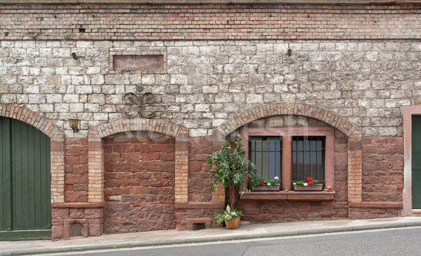 Idyllique détail détail architectural fleur bâtiment mur Photo stock © prill