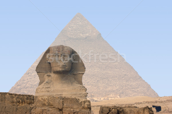 Giza piramidy posąg rzeźba Egipt Sfinks Zdjęcia stock © prill