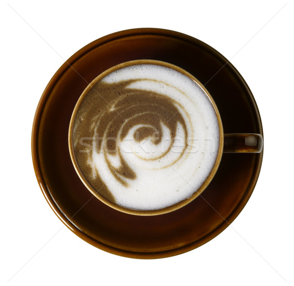 Stock photo: brown porcelain cup with marbled milk froth