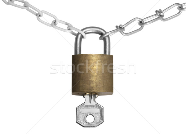 padlock with key and chains Stock photo © prill