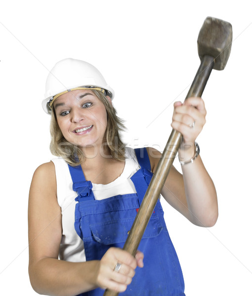 cute girl while hammering Stock photo © prill