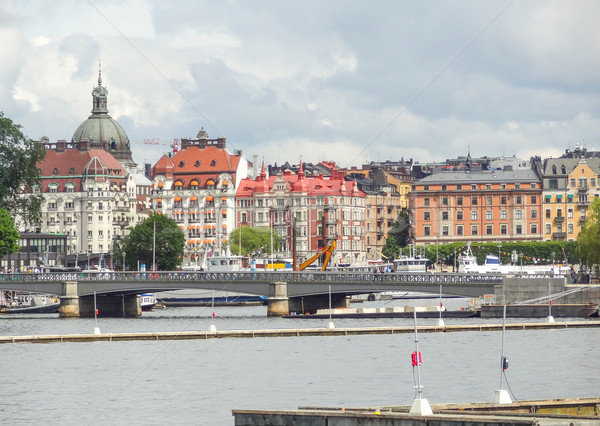 Stock fotó: Stockholm · városkép · felhők · épület · utazás · sziluett