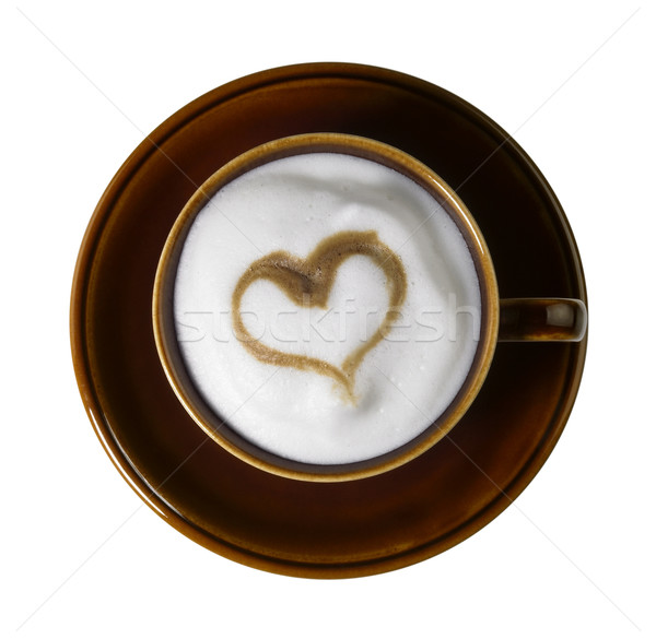 brown porcelain cup with marbled milk froth Stock photo © prill