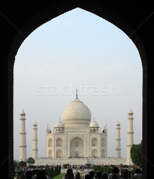 Stock fotó: Taj · Mahal · mauzóleum · India · este · idő · fal