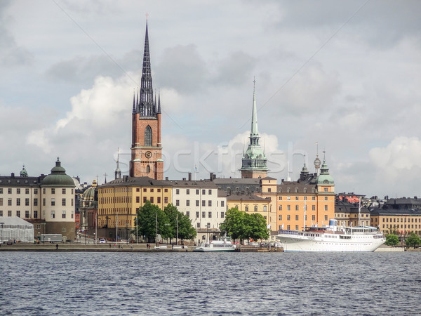 Stockholm városkép felhők épület utazás hajó Stock fotó © prill