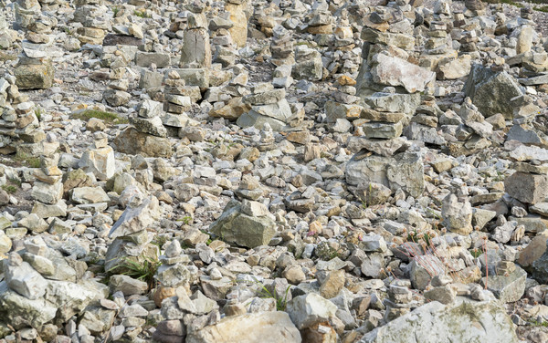 Stock photo: stone piles at Pointe de Pen-Hir