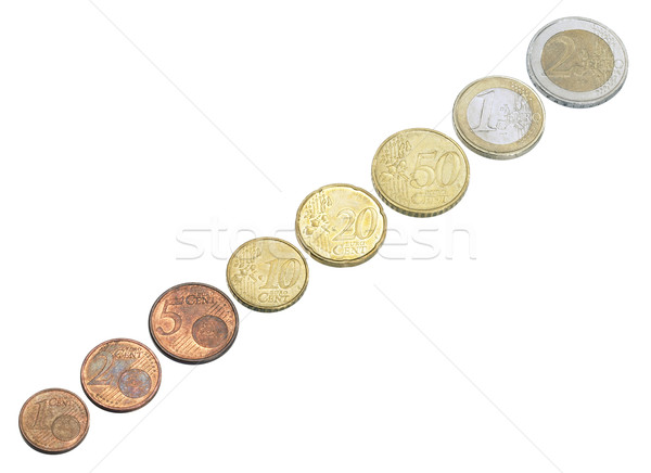 Alle euro munten rij metaal cash Stockfoto © prill