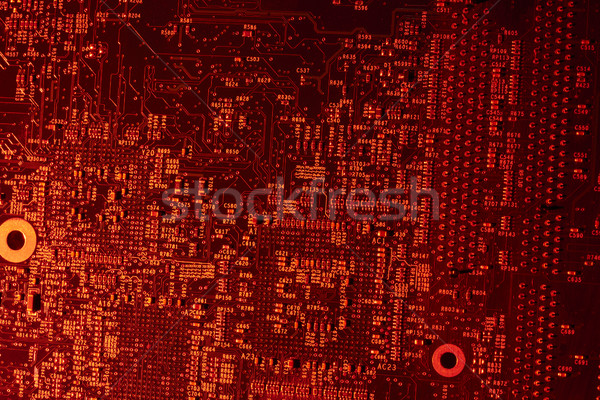 Printplaat full frame Rood verlicht technologie Stockfoto © prill