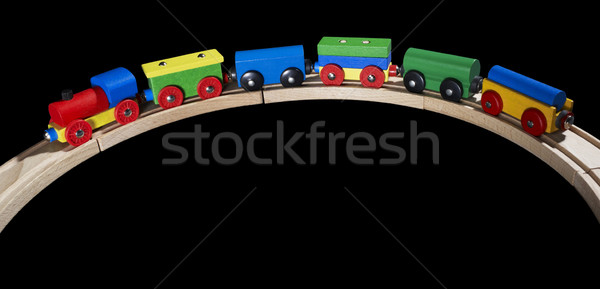Stock photo: wooden toy train on tracks