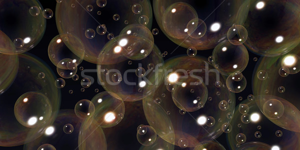 Seifenblasen mehrfarbig schwarz zurück Hintergrund Gruppe Stock foto © prill