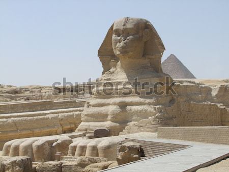 Piramis napos megvilágított díszlet körül Giza Stock fotó © prill