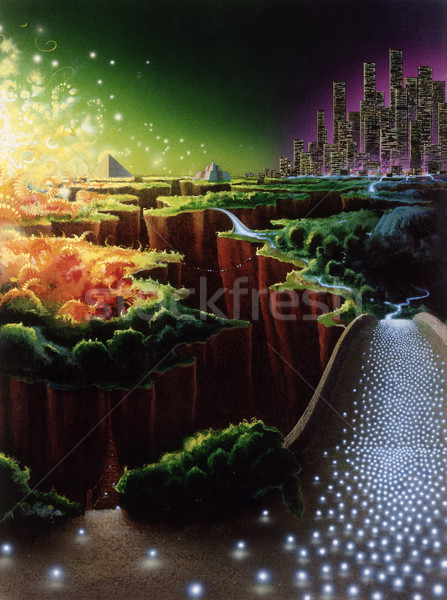 Entwicklung Zivilisation surreal Bild gemalt me Stock foto © prill