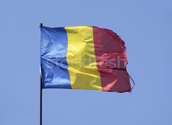 Rumeno bandiera cielo blu blu rosso vento Foto d'archivio © prill