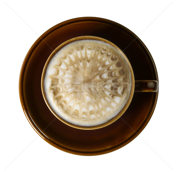 brown porcelain cup with marbled milk froth Stock photo © prill