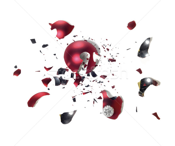 Stockfoto: Gebroken · kerstboom · bal · studio · fotografie · Rood