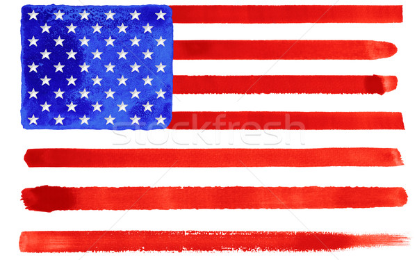 USA vlag illustratie aquarel achtergrond schilderij Stockfoto © prill