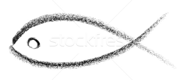 Peşte schiţă pastel vopsit alb înapoi Imagine de stoc © prill