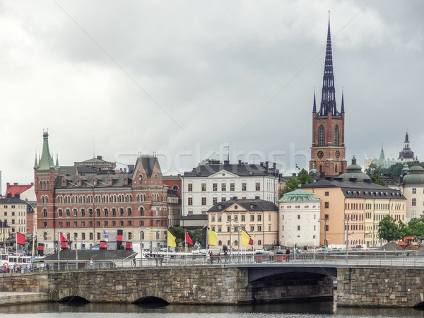 Sztokholm chmury budynku podróży panoramę Zdjęcia stock © prill
