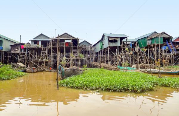 traditional settlement at the Tonle Sap river Stock photo © prill