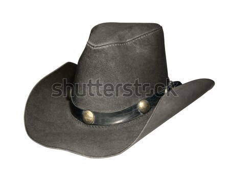Foto d'archivio: Pelle · cappello · da · cowboy · buio · bianco · indietro · Hat