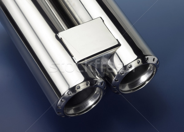 Stock photo: chrome double exhaust pipe