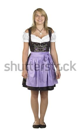 Femme timide blond traditionnel robe [[stock_photo]] © prill