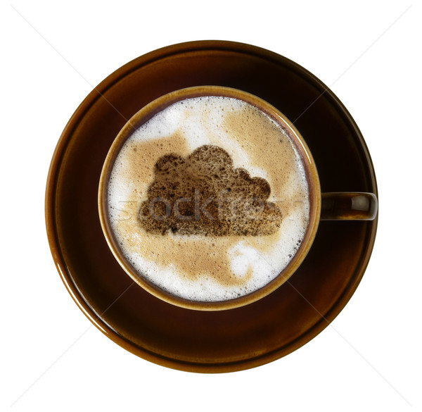 brown porcelain cup with marbled milk froth Stock photo © prill