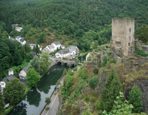 Esch sur Sûre with castle ruin Stock photo © prill