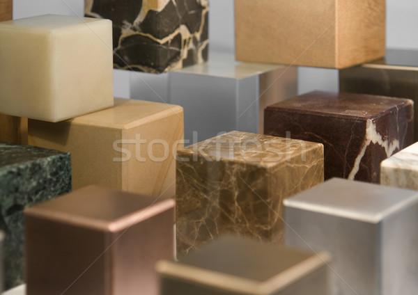 Különböző kockák különböző anyagok acél kocka Stock fotó © prill