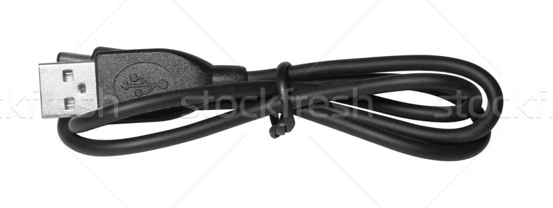 Czarny usb kabel studio fotografii odizolowany Zdjęcia stock © prill