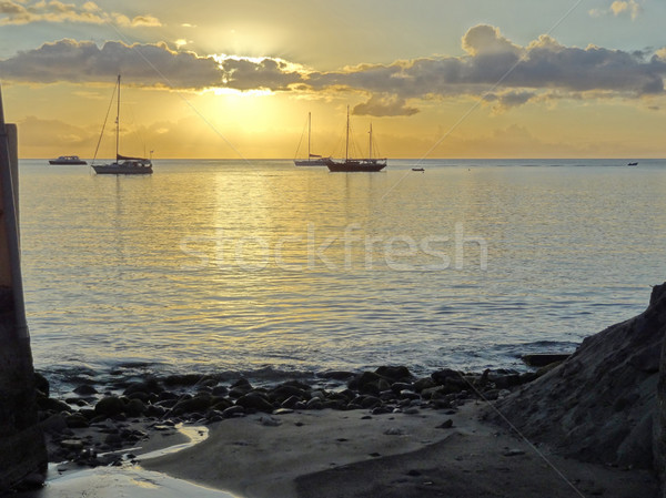 Wieczór dekoracje zachód słońca Karaibów wyspa Zdjęcia stock © prill