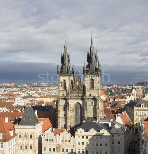 Prag Luftbild Tschechische Republik Kirche Dame Herbst Stock foto © prill